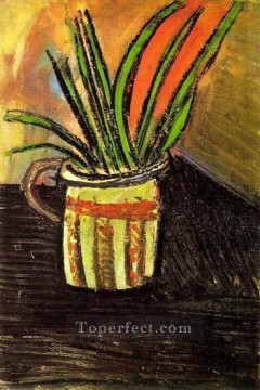  cubism - Exotic Flowers Bouquet in a Vase 1907 Cubism Pablo Picasso